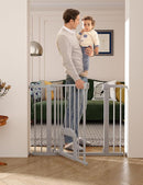 Babelio 36" Tall Upgraded Baby Gate with Cat Door,29-43" Auto Close Durable Dog Gate for Stairs,Doorways and House,Easy Walk Thru,Includes 4 Wall Cups,Gray by TinyTreasures Baby Boutique
