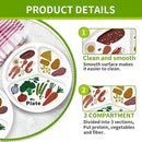 10" 3-Grid Cute Cartoon Portion Control Plate - Melamine, Healthy Nutrition for Weight Loss & Diabetes Management, Ideal for Adults & Teens Kids (4 Pack) by CozyNest Decor