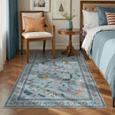 3x5 Washabl Rug with Insect Print - Bug Rug Non-Shedding Stain Resistant Soft Small Carpet for Bedroom, Low Pile Ultra-Thin Machine Washable Carpet for Nursery,Entrance, Office (3'x5' Blue) by TinyTreasures Baby Boutique