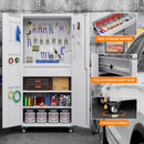 Aobabo Metal Storage Cabinet with Wheels and 1 Interior Drawer, Steel Rolling Tool Cabinet with 16 Hooks and 2 Adjustable Shelves for Garage, Home, Office, Kitchen Assembly Required, White by GreenHaven Gardens