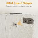 Power Swivel Glider Recliner Chair, Electric Nursery Rocker Recliner Chair, USB & Type-C Charger, Boucle White by TinyTreasures Baby Boutique