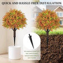 24" Fall Plants Artificial Boxwood Topiary Trees, UV Resistant Faux Bushes with Ground Spike, Fake Shrubs for Outdoor Planters, Front Porch, Patio, Yard Decor Set of 2 by GreenHaven Gardens