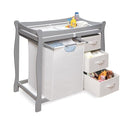 Badger Basket Sleigh-Style Baby Changing Table - Diaper Changing Station with 3 Storage Baskets - Nursery Organizer with Hamper, Changing Pad, Safety Rails - Gray by TinyTreasures Baby Boutique