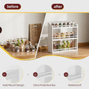 Spice Rack Wall Mounted, Freestanding Spice Organizer for Countertop, Bamboo Spice Storage Holder, for Kitchen Cupboard, Pantry, Bathroom (White)
