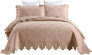 MarCielo 3-Piece 100% Cotton Oversized Bedspread Lightweight Quilt Coverlet Embroidery Farmhouse Bedding Set (TK Pale Taupe Camel, Oversized King (118"x106")) by CozyNest Decor