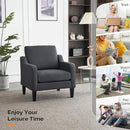 VINGLI Accent Chairs Set of 2 Living Room Chairs Dark Grey Reading Chair for Bedroom Scooped Arm Chair Mid Century Modern Linen Chairs Upholstered Comfy Chair for Apartment, Waiting Room by CozyNest Decor