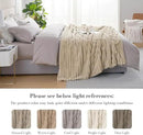 Amélie Home Faux Fur Throw Blanket for Couch, Cozy Fuzzy Fluffy Fur Luxurious Soft Striped Plush Gift Blankets for Family Sofa Chair Bed Living Room Bedroom, 55"x70", Beige by CozyNest Decor