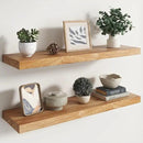 RICHFOCUS Elm Floating Shelves for Wall - 36" W x 9.3" D Rustic Solid Wood Shelves with Invisible Bracket, Wall-Mounted for Living Room, Bedroom, Kitchen Storage & Display, Set of 2, Natural by CozyNest Decor