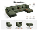 Oversized Modular Sofa, Extra Deep Cloud Corduroy Sectional Couch with Ottoman Chaise, Fluffy Chenille 6 Seat U-Shaped Sofa for Living Room, Villa (U Shape 6 Seater, Corduroy Green) by CozyNest Decor