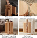 Stackable Stools Set of 4 Wooden Stools 18 Inch Stool Nesting Side Tables Nesting Coffe Table Sturdy and Durable,No Installation Required,Top Stackable Stool for Saving Space(Natural Bar stools) by CozyNest Decor