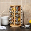 Orii 20 Jar Bamboo Spice Rack with Spices Included - Rotating Tower Organizer for Kitchen Spices and Seasonings, (Bamboo Wood) by CozyNest Decor