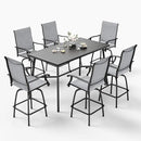 Sophia & William Outdoor Bar Set, Patio Bar Table and Chairs Set Patio Dining Set, Bar Height Patio Set - 6 x Swivel Bar Chairs(Grey), 1 x Rectangular Bar Table(Black) by CozyNest Decor