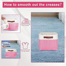 Storage Bins Large Fabric Storage Baskets for Shelves 3 Pack, Decorative Linen Closet Baskets with Handles for Organizing, Shelf, Clothes, Home, Office, 15x11x9.5Inches (Pink&White) by CozyNest Decor