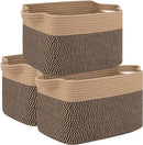 OIAHOMY 3 Pack Storage Basket for Organizing, 13''X9.85''X8.7'' Storage Bins,Woven Basket Basket with Handles, Toy Storage Basket Bin,Stylish Room Decor Basket, Brown & Black by TinyTreasures Baby Boutique