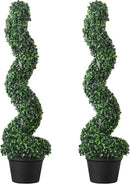 39 inchBoxwood Artificial Cedar Spiral Topiary Trees – Decorative Fake Greenery in Planter Pots for Front Porch, Outdoor Walkway, Entryway Decorating, Set of 2 by GreenHaven Gardens