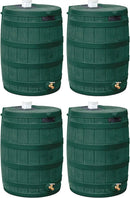 Good Ideas Rain Wizard Water Storage Premium Quality Collection Barrel with Brass Spigot, Safety Screen, and 50 Gallon Capacity, Green (4 Pack) by GreenHaven Gardens