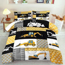 Construction Comforter Set King Boys,Yellow King Construction Bedding Set,Engineering Vehicles Comforter Yellow Bedroom Decor Kids,Truck Quilt Cartoon Truck Bedding for Teen by CozyNest Decor