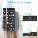 Freegrace Hanging Jewelry Organizer Revolving Hanger - Secure Zipper Closure - 25 Pockets,23 Hooks - Foldable Storage & Display Solution - for All Jewelry & Bijoux (Black) by CozyNest Decor