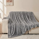 NEWCOSPLAY Super Soft Twin Blanket Light Grey Premium Silky Flannel Fleece 3D Ribbed Jacquard Lightweight Bed Blanket All Season Use (Light Grey Ribbed, Twin(60"x80")) by CozyNest Decor