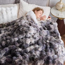 NEWCOSPLAY Faux Fur Twin Blanket Tie-dye Grey Luxury Fluffy Thick Warm Bubble Blanket for Couch Sofa Bed 700GSM (Tie-dye Grey, Twin(60"x80")) by CozyNest Decor