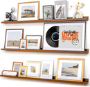 Picture Ledge Wall Shelves 56 inches Width Set of 3, Solid Pine Wood Rustic Floating Ledge Shelves for Wall for Kids' Room Bedroom Kitchen Bathroom Long Floating Shelves for Wall Decor, Walnut by TinyTreasures Baby Boutique