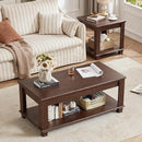 Farmhouse Coffee Tables for Living Room,Square Living Room Tables with Open Storage Shelf,Large Modern Coffee Table,Rustic Brown Center Table,Walnut by CozyNest Decor