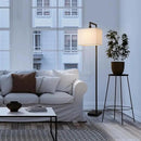 Globe Electric 61000052 60" Floor Lamp, Matte Black, Square White Fabric Shade, On/Off Rotary Switch on Socket, Square Rod, Reading Lamp, Home Office Accessories, Home Décor, Home Improvement by CozyNest Decor