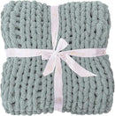 Bigacogo Chunky Knit Throw Blanket for Couch, 51x63 inches, 100% Hand Knitted with Thick Jumbo Chenille Yarn, Cozy Soft Large Rope Knot Cable Crochet Blankets for Sofa Bed Living Room, Misty Green by CozyNest Decor