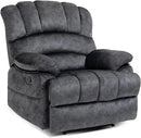 Luxlen Large Manual Recliner Chair,Soft Fabric Push Back Recliner with Overstuffed Armrest and Backrest, Living Room Single Sofa Recliners,Grey by CozyNest Decor
