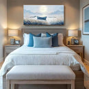 amatop Oversized Framed Coastal Wall Art for Living Room Blue Boat Moon Sea Picture Landscape Canvas Print Calming Night Ocean Lake Scene Large Artwork Nautical Bedroom Office Wall Decor 58x29 In by CozyNest Decor