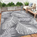 Pauwer Waterproof Outdoor Rug 8x10, Reversible Plastic Straw Patio Camping Rug, Indoor Outdoor RV Mat Carpet for Deck, Camper, Porch, Balcony, Backyard, Picnic, Leaf Grey by GreenHaven Gardens