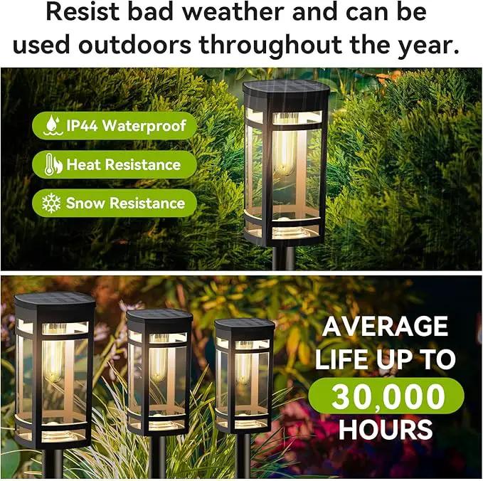 12 Pack Solar Lights Outdoor Waterproof for Garden Pathway Walkway Driveway Yard Lawn Decorative Landscape Lighting. (Warm White Light, 12), photo 5 of 7