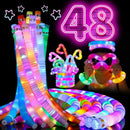 48 PCS Glow in The Dark Party Supplies, Light Up LED Pop Tubes, Glow Sticks Sensory Toys Birthday Party Favors for Kids, Light Up Toys Goodie Bag Stuffers Gifts Prize by TinyTreasures Baby Boutique