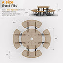 Metal Picnic Tables for Kids for Outdoors with Umbrella Hole - Coated Steel Heavy Duty Commercial Grade Table with Adjustable Seats (Brown, 38 in, Kids, Expanded Steel) by GreenHaven Gardens