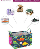 Rectangular Storage Basket Fabric Organizer Bin for Toys,Books,Clothes,Gifts,Pets-Perfect for Home,Office,Nursery,Dorm,Shelf(Rec Forest Dinosaurs) by TinyTreasures Baby Boutique