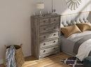 LGHM Modern 6 Drawer Dresser, Dressers for Bedroom, 44.33" Tall Chest of Drawers Closet Organizers & Storage Clothes - Easy Pull Handle, Textured Borders Living Room, Hallway, Gray by TinyTreasures Baby Boutique