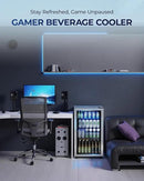 EUHOMY Beverage Refrigerator and Cooler, 128 Can Mini fridge with Glass Door, Small Refrigerator with Adjustable Shelves for Soda Beer or Wine, Perfect for Home/Bar/Office, Silver by CozyNest Decor