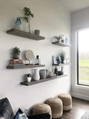 joelsantiques 54 Inch Wooden Floating Shelves for Wall - 54x6x2 in - Made of Natural Wood - Long Heavy Duty Rustic Wall Shelves for Bedroom - Perfect for Living Room, Kitchen - Gray - Grey by CozyNest Decor