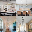 2 Pack 1-Light Black Pendant Lights for Kitchen Island, Farmhouse Metal Pendant Light Iron Cage Hanging Light Fixtures with Clear Glass Shade for Dining Room, Entryway, Hallway, Foyer by CozyNest Decor