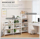 4NM 6 Tiers No Assembly Book Shelves, 61.8" H Folding Bookshelf Bookcase Open Industrial Foldable Shelves for Bedroom, Living Room, Home Office - All White by CozyNest Decor
