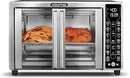 Gourmia Toaster Oven Air Fryer Combo 17 cooking presets 1700W french door digital air fryer oven 24L capacity accessories, convection rack, baking pan tray recipe book GTF7655,Large,Stainless Steel by CozyNest Decor