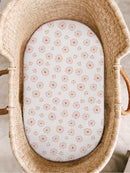 Bassinet Sheet for Baby Boy and Girl, Fitted Sheets for Rectangle, Oval, Hourglass Bassinet Mattress, Muslin Moses Basket Sheets with Neutral Style (Flower-A) by TinyTreasures Baby Boutique