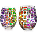 Italian Multicolor Renaissance Stained Glass Rainbow Stemless Wine Glasses Set Of 2 By The Wine Sava by The Wine Savant