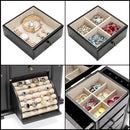 Jewelry Box for Women, Rustic Wooden Jewelry Boxes & Organizers with Mirror, 4 Layer Jewelry Organizer Box Display for Rings Earrings Necklaces Bracelets (Black) by TinyTreasures Baby Boutique