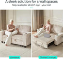 LINSY HOME Loveseat Sofa with Pull Out Couch Chaise: 2-in-1 Convertible 2 Seater Sofa with USB Charging & Cup Holders, Comfy Plush Corduroy Love Seat for Small Spaces Living Room Apartment, Beige by CozyNest Decor