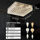 12-Lights Black Crystal Flush Mount Ceiling Light Fixtures,Elegant Crystal Chandelier Pendant Ceiling Lamp for Bedroom,Living Room,Dining Room,Hallway H5.9 x W20 x L20 (Bulb Not Included)Square by CozyNest Decor
