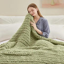 Chunky Knit Throw Blanket, 60''*80'' Knitted Throw Chenille Yarn for Bed Couch, Handmade Light Green Crochet Big Thick Blanket, Machine Washable Cute Comfy Blanket for Home Decor by CozyNest Decor