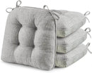 puredown® Chair Cushions for Dining Chairs, Tufted Memory Foam Chair Pads with Non-Slip Backing, Kitchen Seat Cushions with Ties, Washable Seat Pad Set of 4, 15.5" x 15.5" x 4", Light Grey by CozyNest Decor