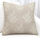 VAGMINE Embroidered Leaves Throw Pillow Cover - 20x20 Inches Square - 100% Linen Natural Throw Pillowcase - Elegant Neutral Leaf Design - Minimalist Rustic Home Accent for Sofa, Bed, Couch, Lounge by CozyNest Decor