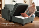 Nolany Corduroy Sectional Couch with Storage Ottoman, Sleeper Sectional Sofa with Chaise, Modular Sectional Couches for Living Room, Green by CozyNest Decor